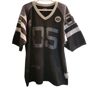 Vintage FUBU 05 Football Jersey Black Gray Stitched L Y2K Hip Hop Baggy Mesh